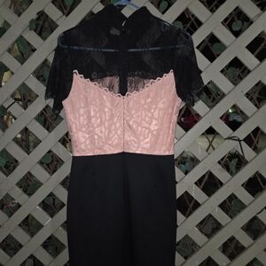 New York & Company Black and Pink Lace Dress